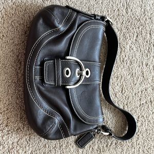 Dark brown leather coach purse